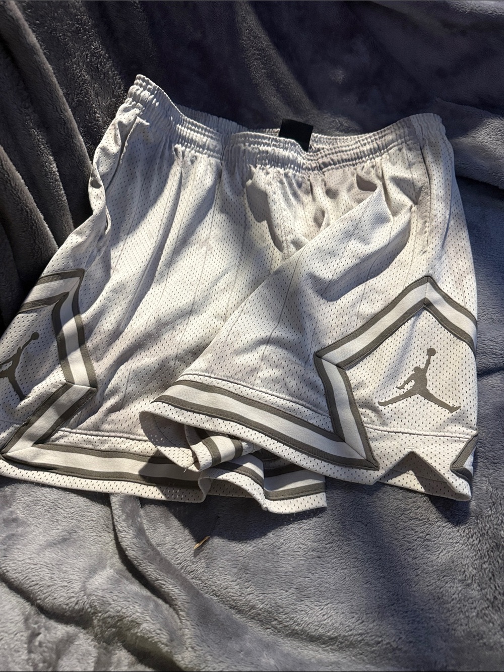 Jordan White Basketball Shorts with Gray Trim